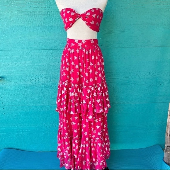 ROCOCO SAND PINK METALLIC SILVER STARS FUN 🌟🌟BANDEAU TOP SIZE SMALL - Picture 4 of 4